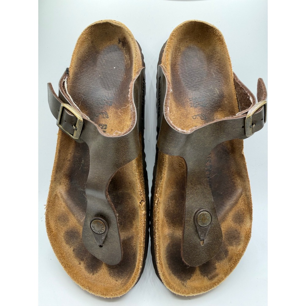 Birkenstock Gizeh Brown Thong Sandals Womens 37 Regular Cork Footbed Germany
